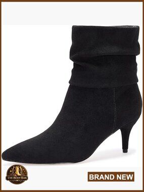 Slouch Ankle Boots, Pointed Toe 2.6in Stiletto Heel Ruched Booties